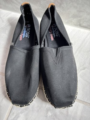 BOBS SKECHERS BREEZE Women`s Size 7.5 Black Comfort Shoes 32719 New Espadrille 