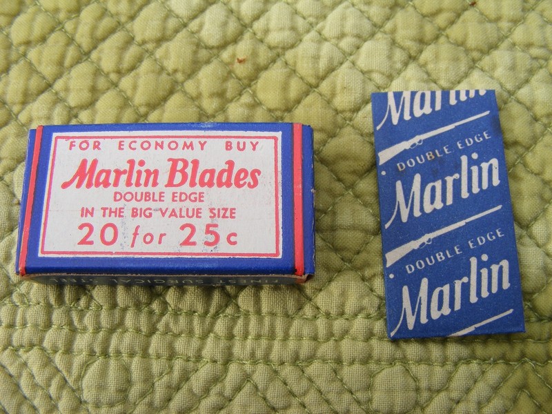 Vintage Lot of 2 Boxes Marlin Double Edge Razor Blades Original Box NOS
