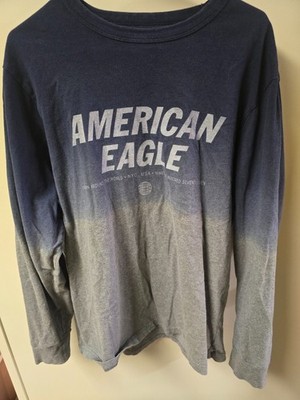 American Eagle long sleeve t shirt men Xlarge Blue Gradiant (G60)