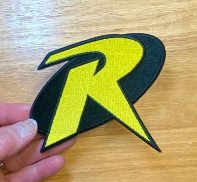 DC Comics Robin Logo Embroidered Iron On Patch, 4.5'' w x 3.75'' h, Superhero
