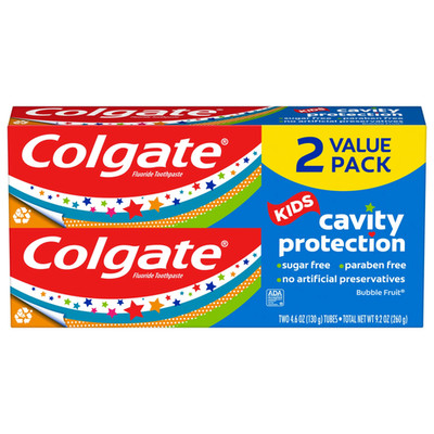 Kids Cavity Protection Toothpaste with Fluoride, Mild Bubble Fruit, 4.6 Oz, 2 Pa