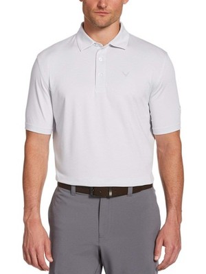 Callaway Mens Fine Line Stripe Polo Shirt in Bright White LARGE