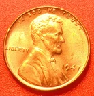 1947-P Lincoln Wheat Cent Penny GEM RED BU From an Original Bank Roll