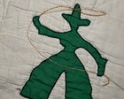 Vintage Feedsack  Applique Horse Cowboy Western Cutter Quilt Block Piece Green — photo 3