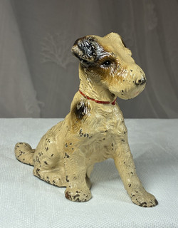 HUBLEY Cast Iron Seated Wire Hair Fox Terrier Bookend Door Stop Paperweight