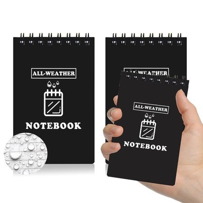 WAFJAMF Waterproof Notebook, 3'' x 5'' All Weather Pocket Black-2, Black 