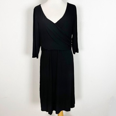 St. John Collection Black Slinky Knit Classic LBD Dress Draped Chic Sz 12  Womens | eBay