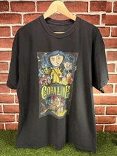 Coraline Rare Vintage Y2K 2009 Claymation Animated Movie Promo T-Shirt Size L/XL