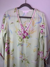 VTG Oscar De la Renta Pink Label Floral Nightgown Green Women Size Small