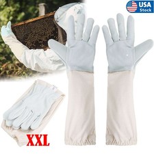 1 Pair XXL Beekeeping Gloves Goatskin Leather, Long Sleeves with Elastic Cuff US