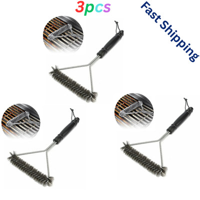 Grill brush cleaning 3pcs steel wire stainless steel non-stick black silver BBQ