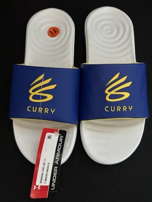 Under Armour Curry Unreleased Promo Blue Yellow Men Ansa Slide Sz 11 New 3026495