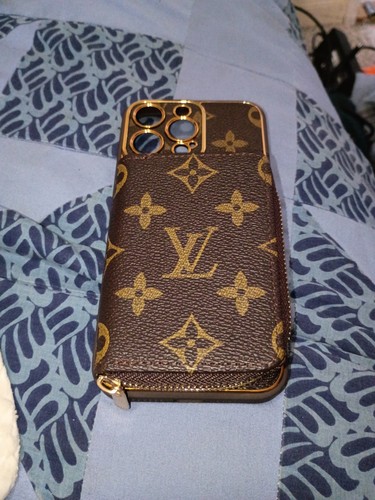 Louis Vuitton Brown/Gold Monogram Logo Pattern Wallet Case with Card Pocket