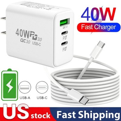 40W Fast Charging USB Type C Wall Charger For iPhone 17 16 15 14 13 12  Pro Max