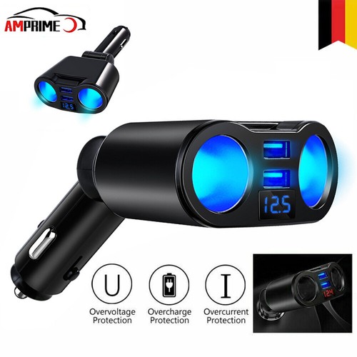 Kfz Auto 2 Fach Verteiler für 12V/24V Zigarettenanzünder Doppelsteckdose Adapter