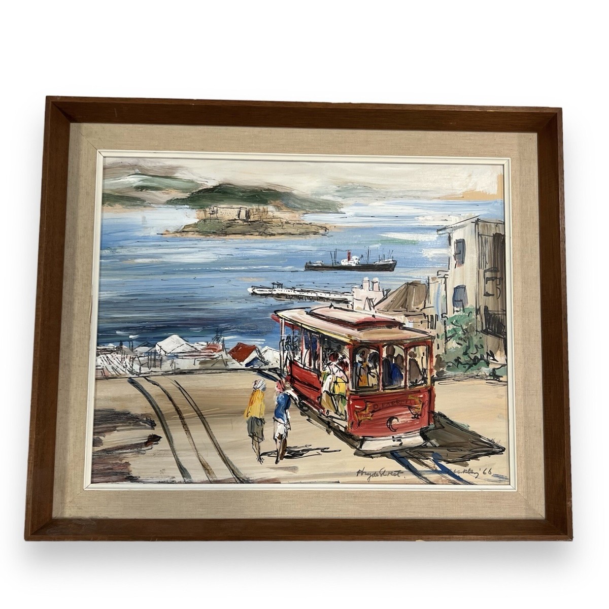 John Checkley MCM Oil Painting San Francisco Hyde Street Cable Car