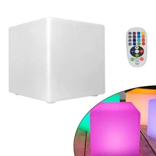 16" LED Light Cube Stool Chair 16 RGB Colors Rechargeable w/ Remote Control 5W