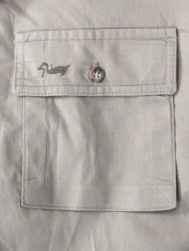 VINTAGE DUXBAK KHAKI TAN HUNTING FISHING 100% COTTON WORKSHIRT MADE IN USA LARGE - Picture 7 of 8