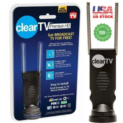 E-AUTOTECH Clear TV Antenna Premium HDTV Digital Free Channel Indoor Antenna with 4ft cable