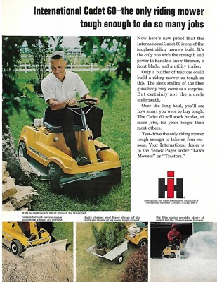 International Harvester Cub Cadet Lawn Mower Tractor 1969 Print Ad