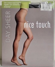 Nice Touch Pantyhose Sz EF Off Black Day Sheer Control Top Reinforced Toe