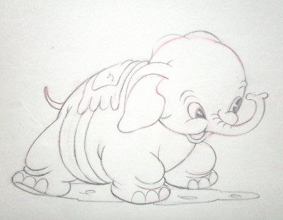 1936 MICKEY MOUSE ORIGINAL PRODUCTION cel DRAWING WALT DISNEY  MICKEY'S ELEPHANT