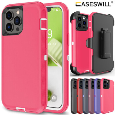 For iPhone Air 17 16 15 14 13 12 Pro Max Shockproof Belt Clip Holster Case Cover