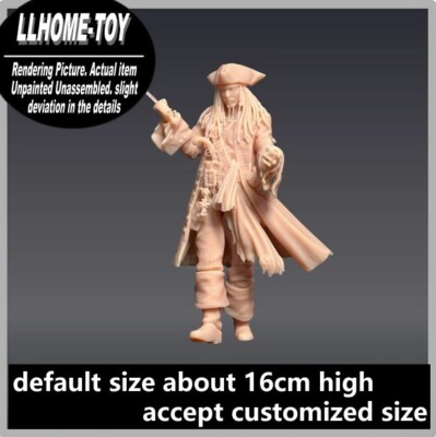 Anime Captain Jack Sparrow Resin 3D Print GK Figure DIY Model Unpainted