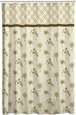 MAYTEX Mills Border Palm Fabric Shower Curtain Natural Palm Trees Island Vibes