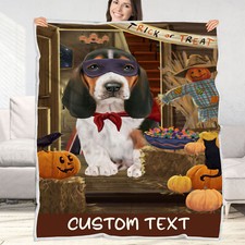 Basset Hound Dog Blanket Personalized Throw Woven Fleece Sherpa Many Designs NWT