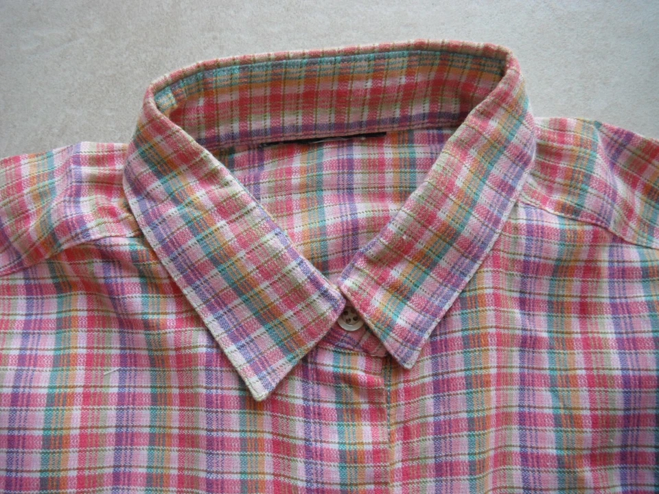 CHEMISIER A CARREAUX 12/14 ANS MANCHES COURTES VINTAGE - Photo 2/4