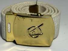 Vintage 1950 Boy Scouts of America Explorer White Canvas Web Belt  Brass Buckle