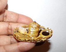 Dollhouse Miniatures Vanity Tray Set Mirror Brush Comb 1:12 Scale Gold New 