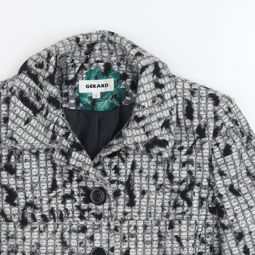 Gerard Womens Multicoloured Geometric Pea Coat Size 12 Button - Picture 4 of 12