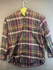 Eddie Bauer Dress Shirt Mens Large/ Ultralong Plaid Button Up Preppy