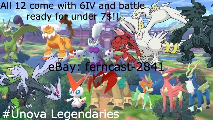 Pokemon Sword And Shield Shiny Unova Legendaries Bundle 6IV Battle Ready