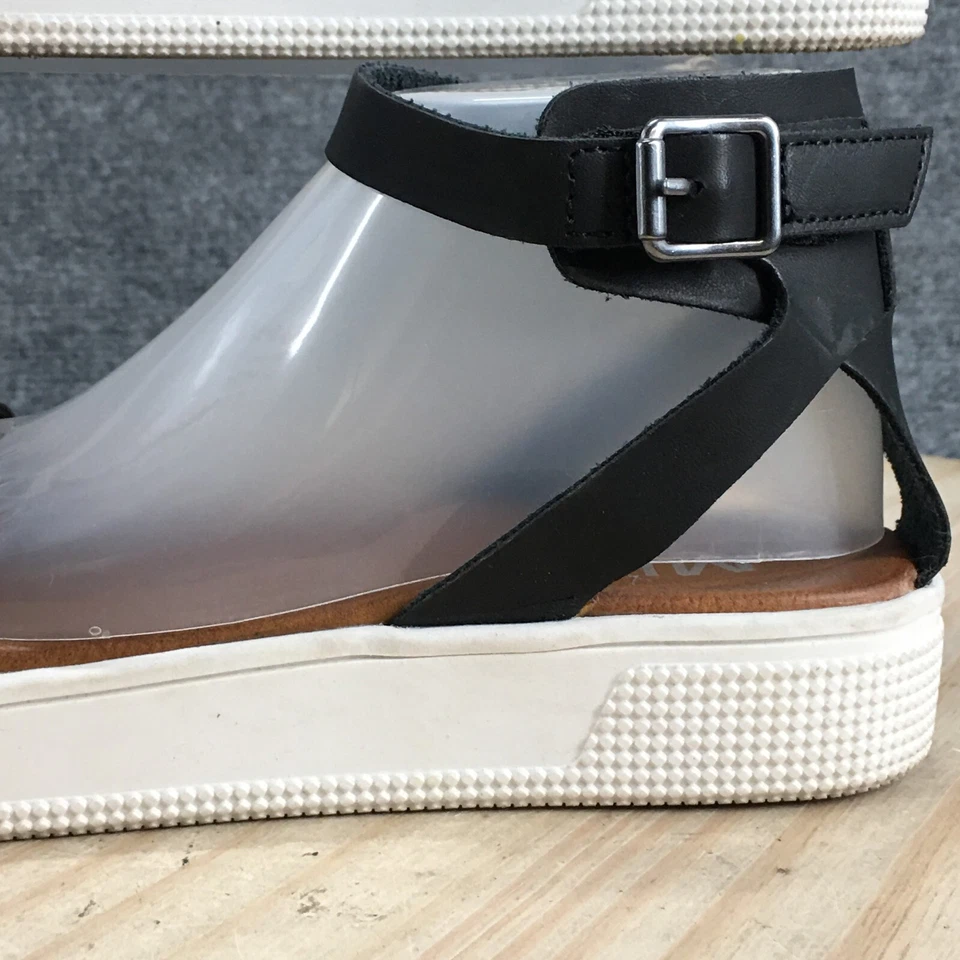 Sandalias Mia Juveniles 4 Plataformas Correa al Tobillo Cuero Negro Punta Abierta Informal Cómodas Foto 4 de 4