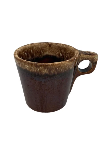 Vintage Hull Oven Proof Brown Drip Pottery Coffee Mug Tea Cup USA 10 Oz Handmade