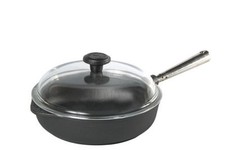 Skeppshult Schmorpfanne Induktion Gusseisen Pfanne mit Deckel 24 cm+Steakmesser