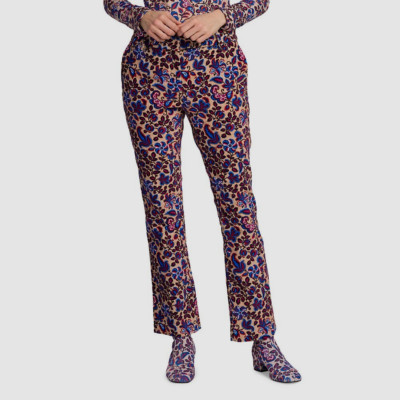$635 La DoubleJ Women's Beige Floral Print 24/7 Flared Leg Pants Size M