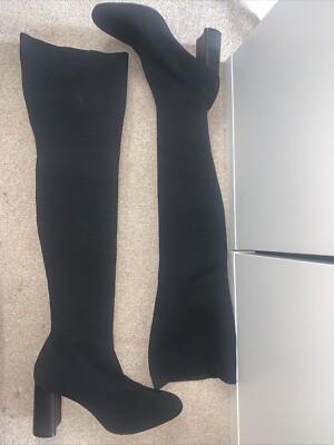 ZARA Black Stretch Over The Knee High thigh Block UK7  EU40 UK