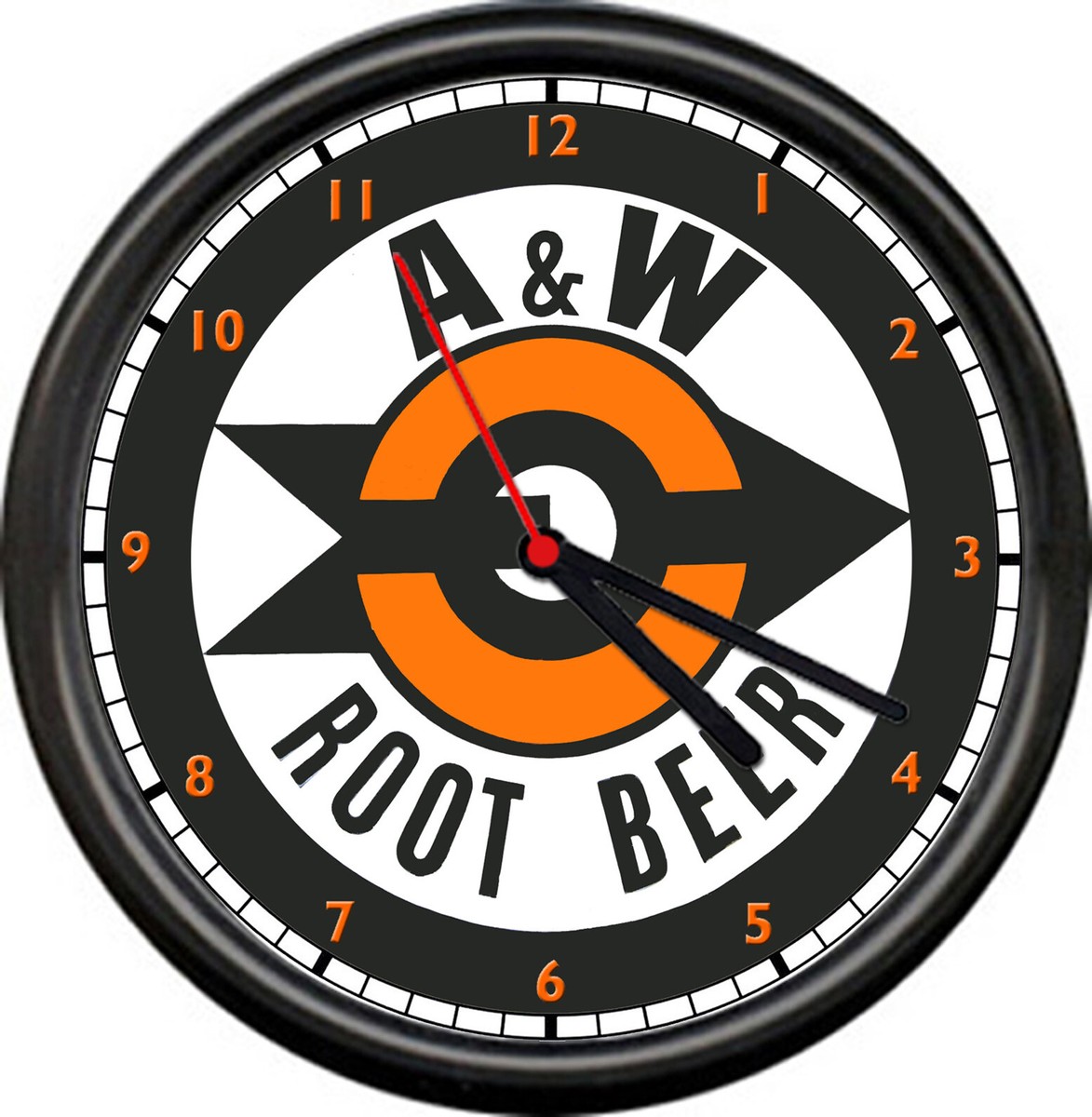 A&W エイアンドダブリュルートビア グッズ アイテムアドバタイジング壁掛け時計 A&W A & W Rootbeer Root Beer Logo Retro Vintage Style 60's Diner