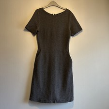 French Connection Grey Bodycon Dress UK 8 Textured Short Sleeve Fitted Pencil