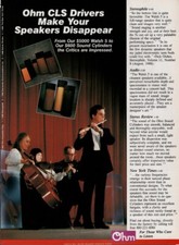 Ohm - Speakers  - Original Magazine Ad - 1981