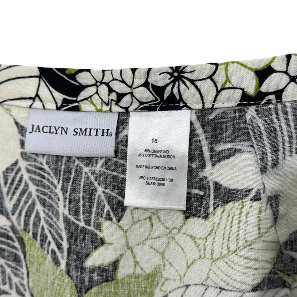 Falda Jaclyn Smith Lino Bld Talla 16 Floral Cuentas Lentejuelas Trabajo Viaje Informal Foto 3 de 4