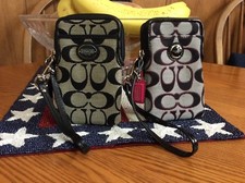 2 Coach Signature Fabric Phone/Wristlets in Black