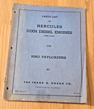 HMD Payloaders Hercules DJXH Diesel Engine Parts List Manual Shop Hough Tractor