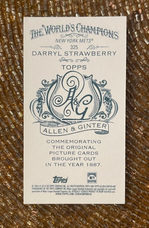 2014 Topps Allen and Ginter Mini A&G Back #325 Darryl Strawberry  - Image 2 of 2
