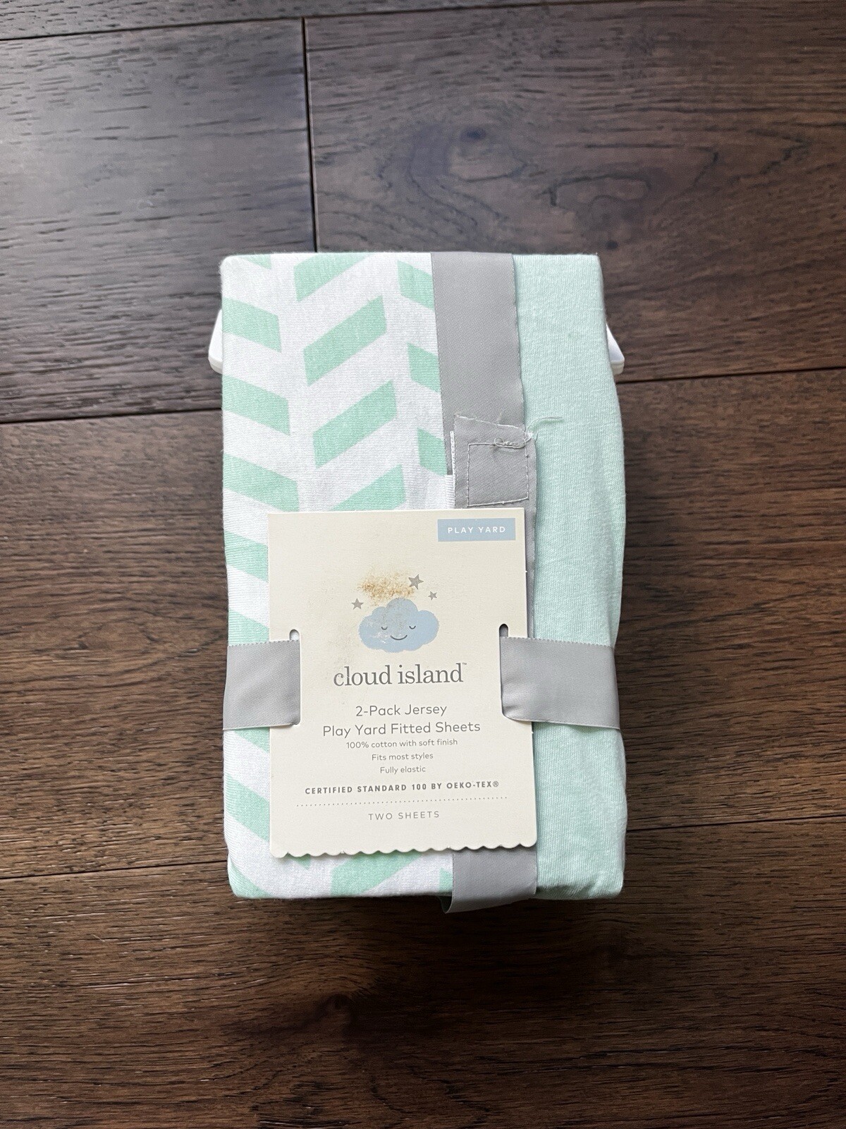 NEW. Cloud Island Mint CHEVRON 2-Pk Play Yard Pack N Play Fitted Cotton Sheets