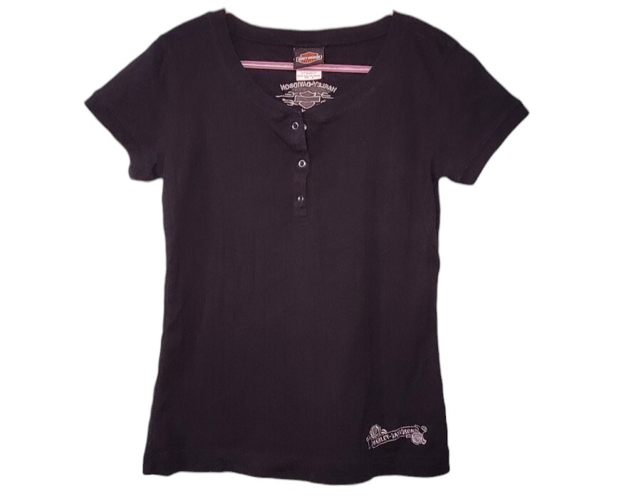 HARLEY DAVIDSON Snap Placket Rib Pullover Shirt B… - image 1